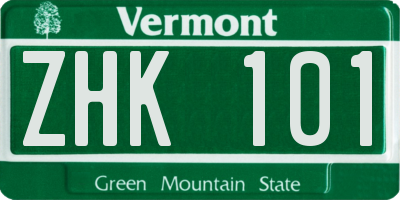 VT license plate ZHK101