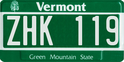 VT license plate ZHK119