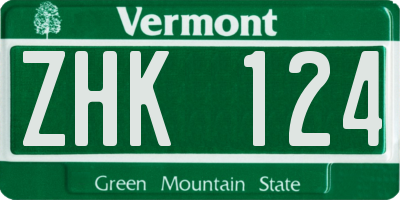 VT license plate ZHK124