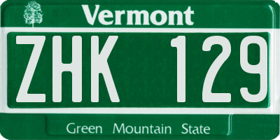 VT license plate ZHK129