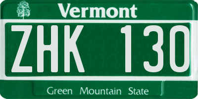 VT license plate ZHK130