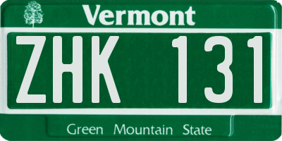 VT license plate ZHK131