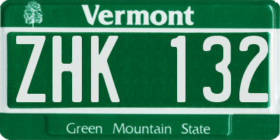VT license plate ZHK132