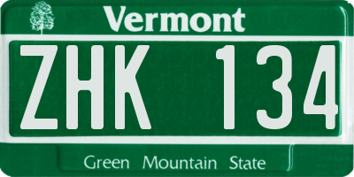 VT license plate ZHK134