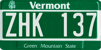 VT license plate ZHK137