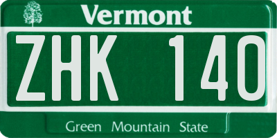 VT license plate ZHK140