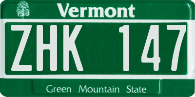VT license plate ZHK147