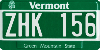 VT license plate ZHK156