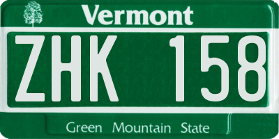 VT license plate ZHK158