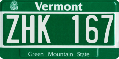VT license plate ZHK167