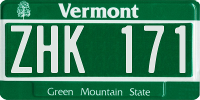 VT license plate ZHK171