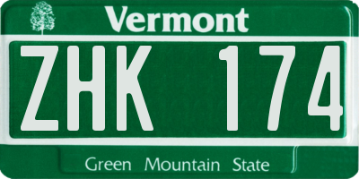 VT license plate ZHK174