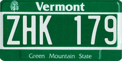 VT license plate ZHK179