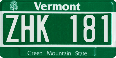 VT license plate ZHK181