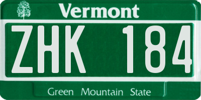 VT license plate ZHK184