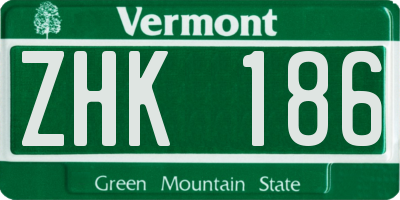 VT license plate ZHK186