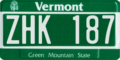 VT license plate ZHK187