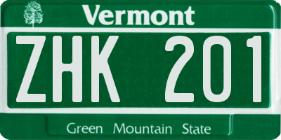 VT license plate ZHK201