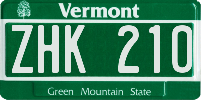 VT license plate ZHK210