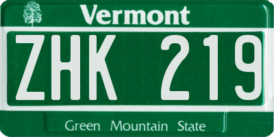 VT license plate ZHK219