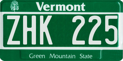 VT license plate ZHK225