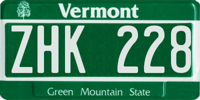 VT license plate ZHK228