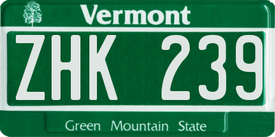 VT license plate ZHK239