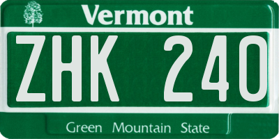 VT license plate ZHK240
