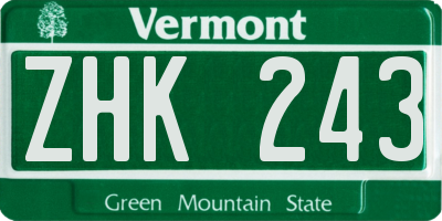 VT license plate ZHK243