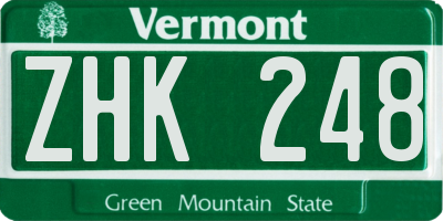 VT license plate ZHK248