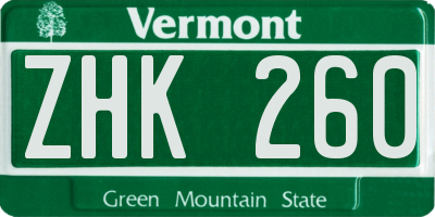 VT license plate ZHK260