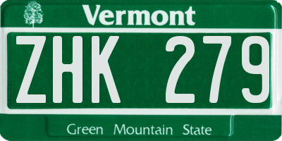 VT license plate ZHK279