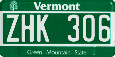 VT license plate ZHK306