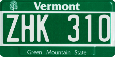 VT license plate ZHK310