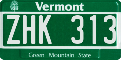 VT license plate ZHK313