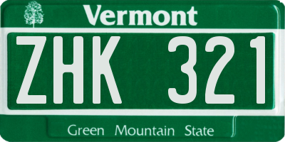 VT license plate ZHK321