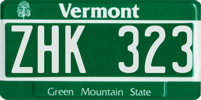 VT license plate ZHK323