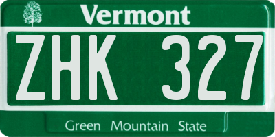 VT license plate ZHK327