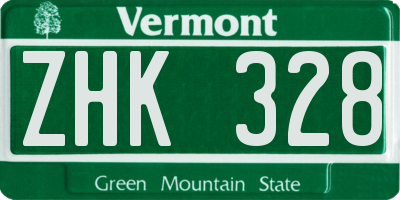 VT license plate ZHK328