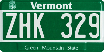 VT license plate ZHK329