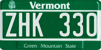 VT license plate ZHK330
