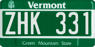 VT license plate ZHK331