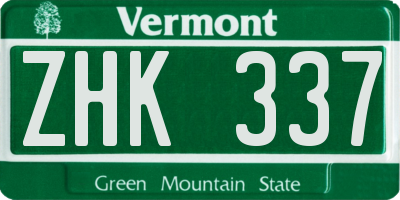 VT license plate ZHK337