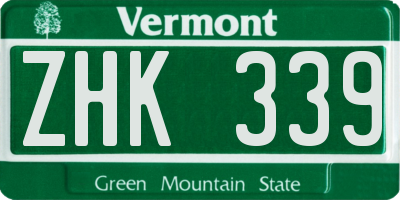 VT license plate ZHK339