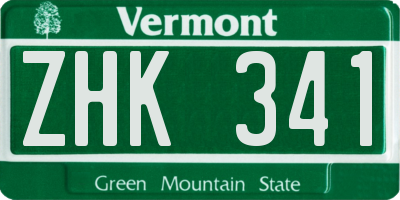 VT license plate ZHK341
