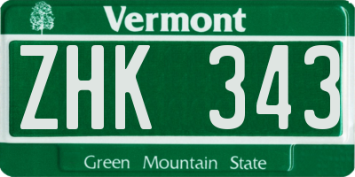VT license plate ZHK343