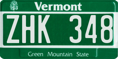 VT license plate ZHK348