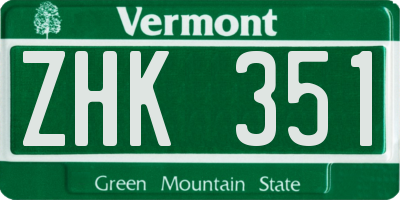 VT license plate ZHK351