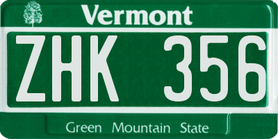 VT license plate ZHK356