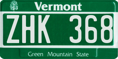 VT license plate ZHK368
